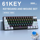 APAYADO K61 Mini Mechanical Keyboard,Wired,61 Keys,Phantom RGB, Black/White Red/Blue Mechanical Switch for Gaming,60% Portable