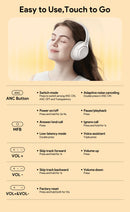 QCY H3 ANC Hi-Res Audio Wireless Bluetooth 5.4 Headphones Over Ear Headset 60Hrs 43dB Hybrid Active Noise Cancellation Earphone