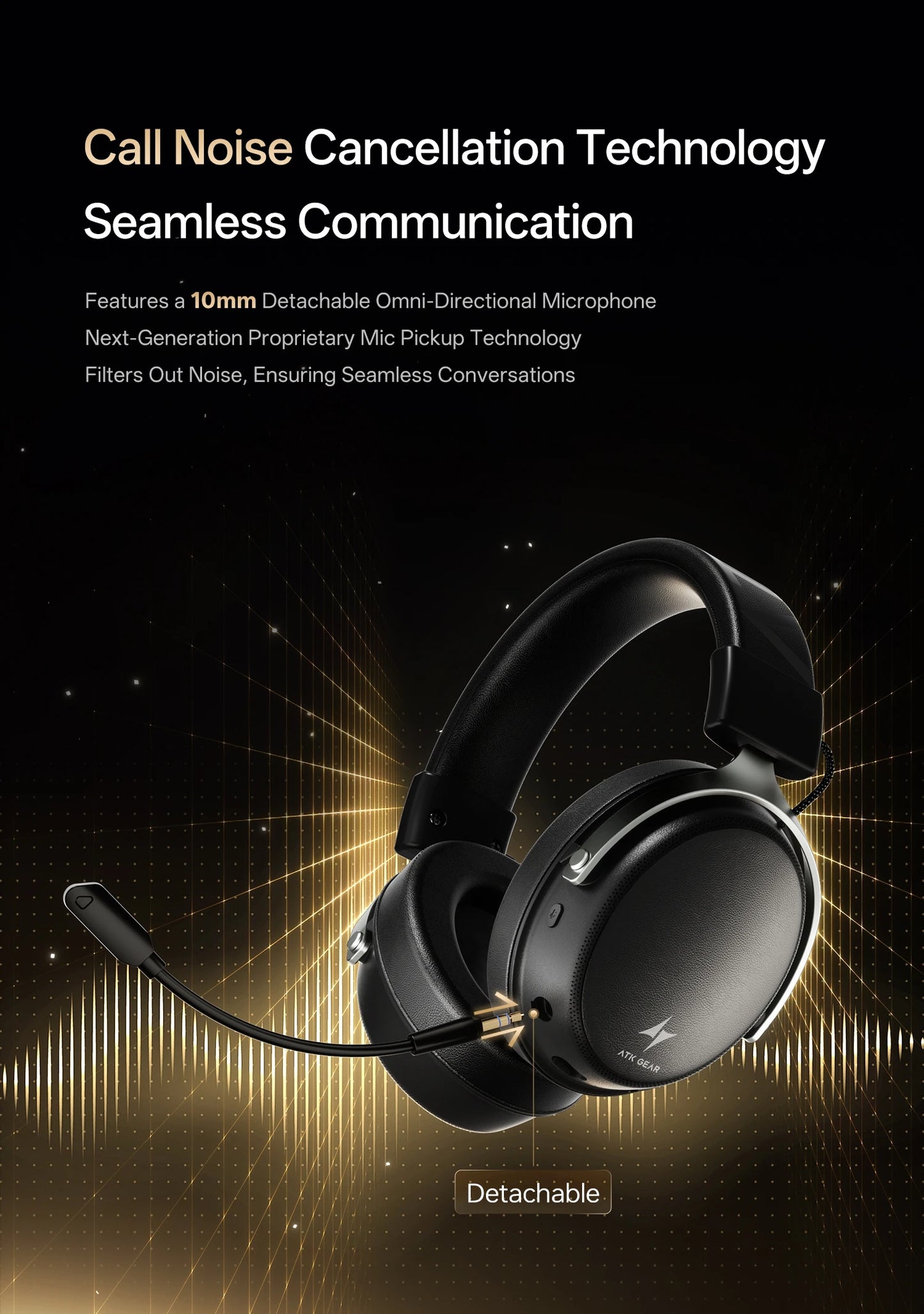 ATK N9 Game Headset Three Mode Wireless Headworn PS5  PC Gaming Headset Microphone Virtual 7.1 Surround Noise Reduction Headset