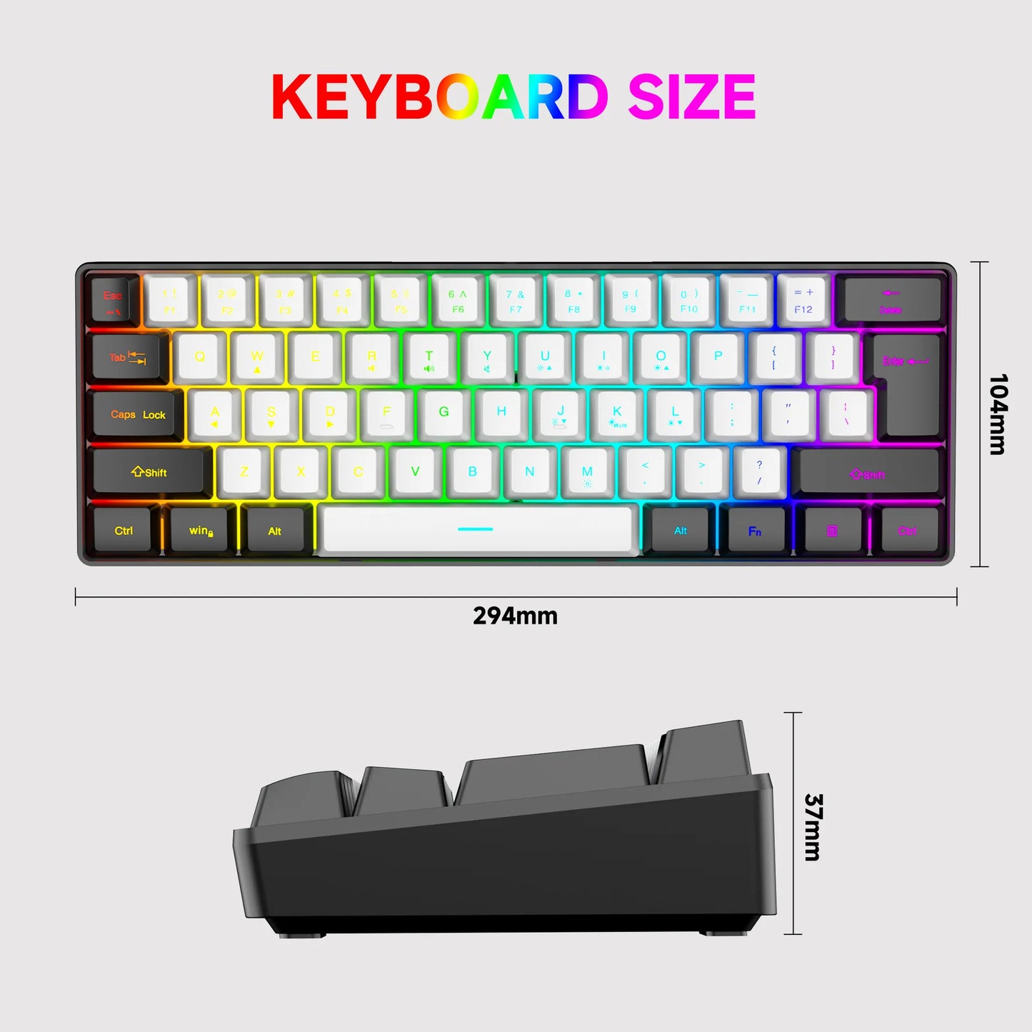 2026 New Portable Wired Mini Mechanical Keyboard K61 Mini Keyboard Wired 61 Keys Phantom RGB,Black White Red Red/Blue Switch New