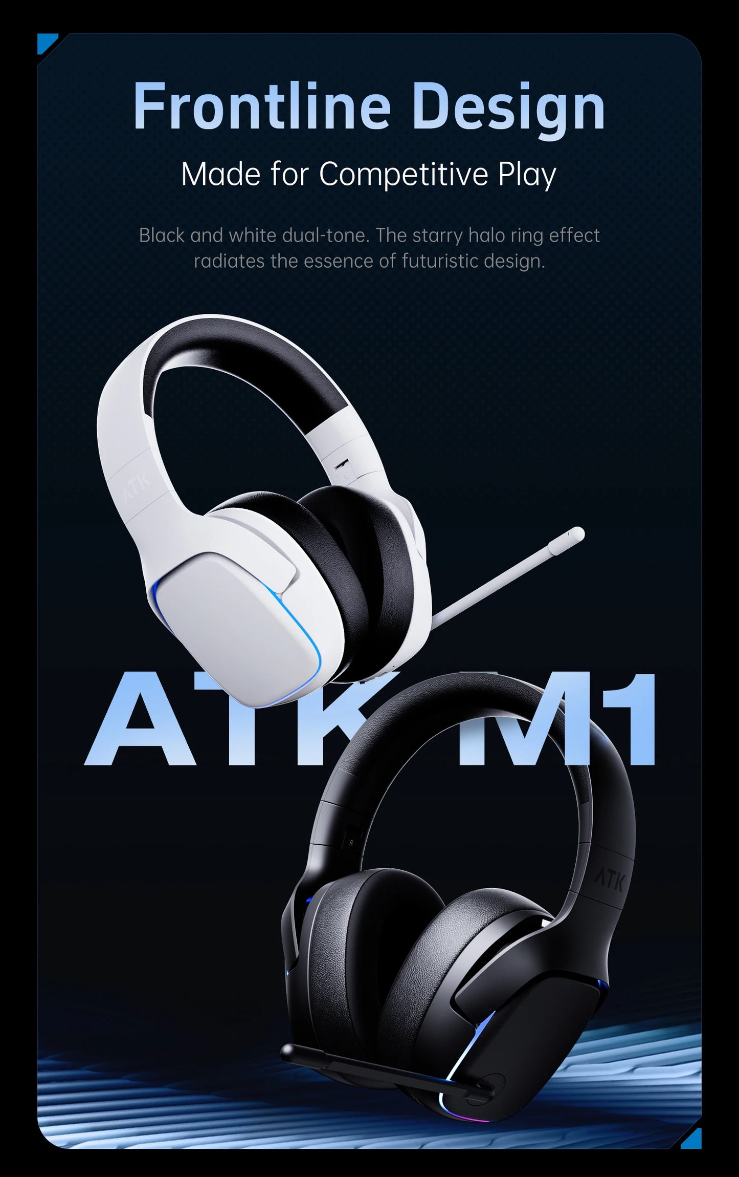 ATK N9 Game Headset Three Mode Wireless Headworn PS5  PC Gaming Headset Microphone Virtual 7.1 Surround Noise Reduction Headset