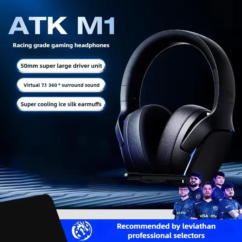 ATK N9 Game Headset Three Mode Wireless Headworn PS5  PC Gaming Headset Microphone Virtual 7.1 Surround Noise Reduction Headset