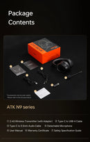 ATK N9 Game Headset Three Mode Wireless Headworn PS5  PC Gaming Headset Microphone Virtual 7.1 Surround Noise Reduction Headset