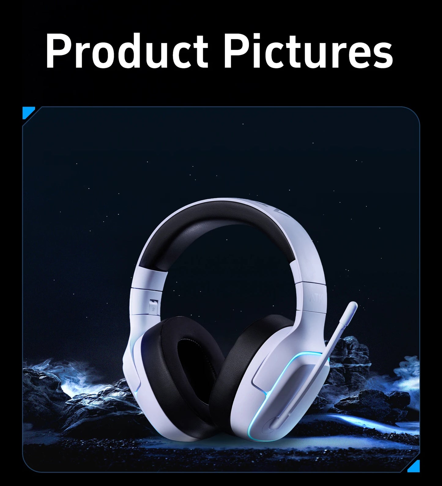 ATK N9 Game Headset Three Mode Wireless Headworn PS5  PC Gaming Headset Microphone Virtual 7.1 Surround Noise Reduction Headset