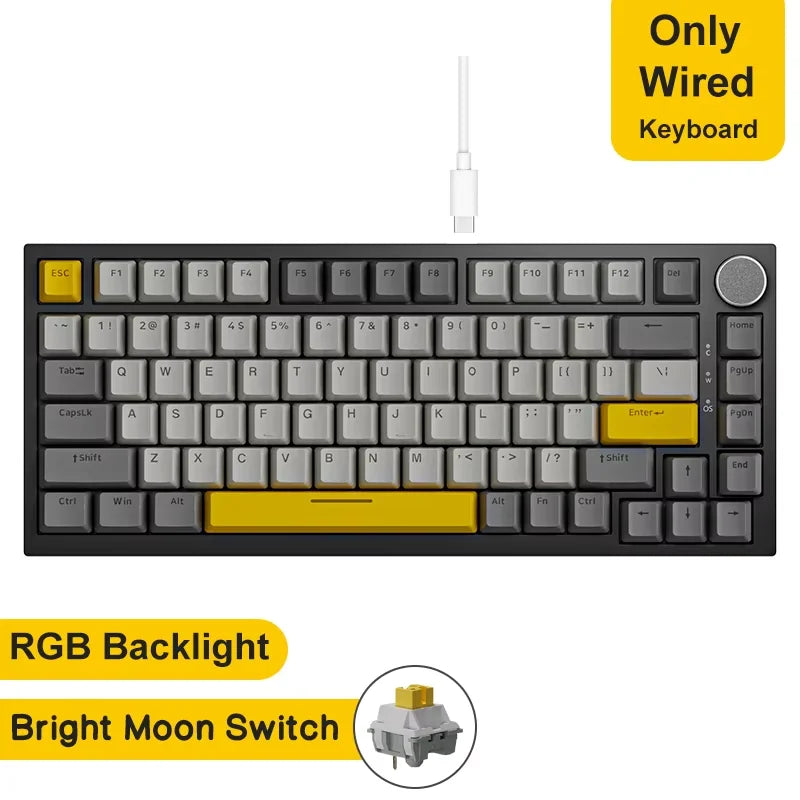 AJAZZ AK820 Wired With Rotary Volume Buttons Hot-Swappable Keys For Office And Home Mechanical Keyboards