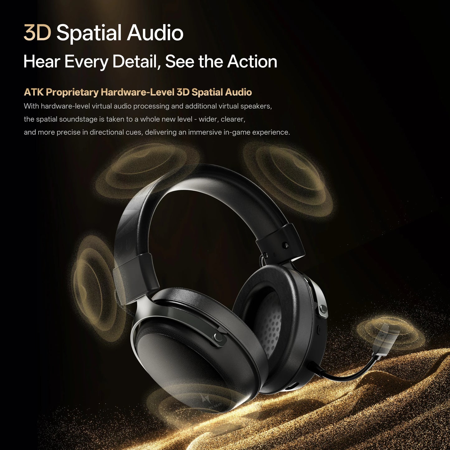 ATK N9 Game Headset Three Mode Wireless Headworn PS5  PC Gaming Headset Microphone Virtual 7.1 Surround Noise Reduction Headset