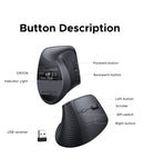 UGREEN Bluetooth 2.4G Vertical Wireless Mouse  Ergonomic 4000DPI 6 Mute Buttons for MacBook Tablet Laptops