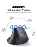 UGREEN Bluetooth 2.4G Vertical Wireless Mouse  Ergonomic 4000DPI 6 Mute Buttons for MacBook Tablet Laptops