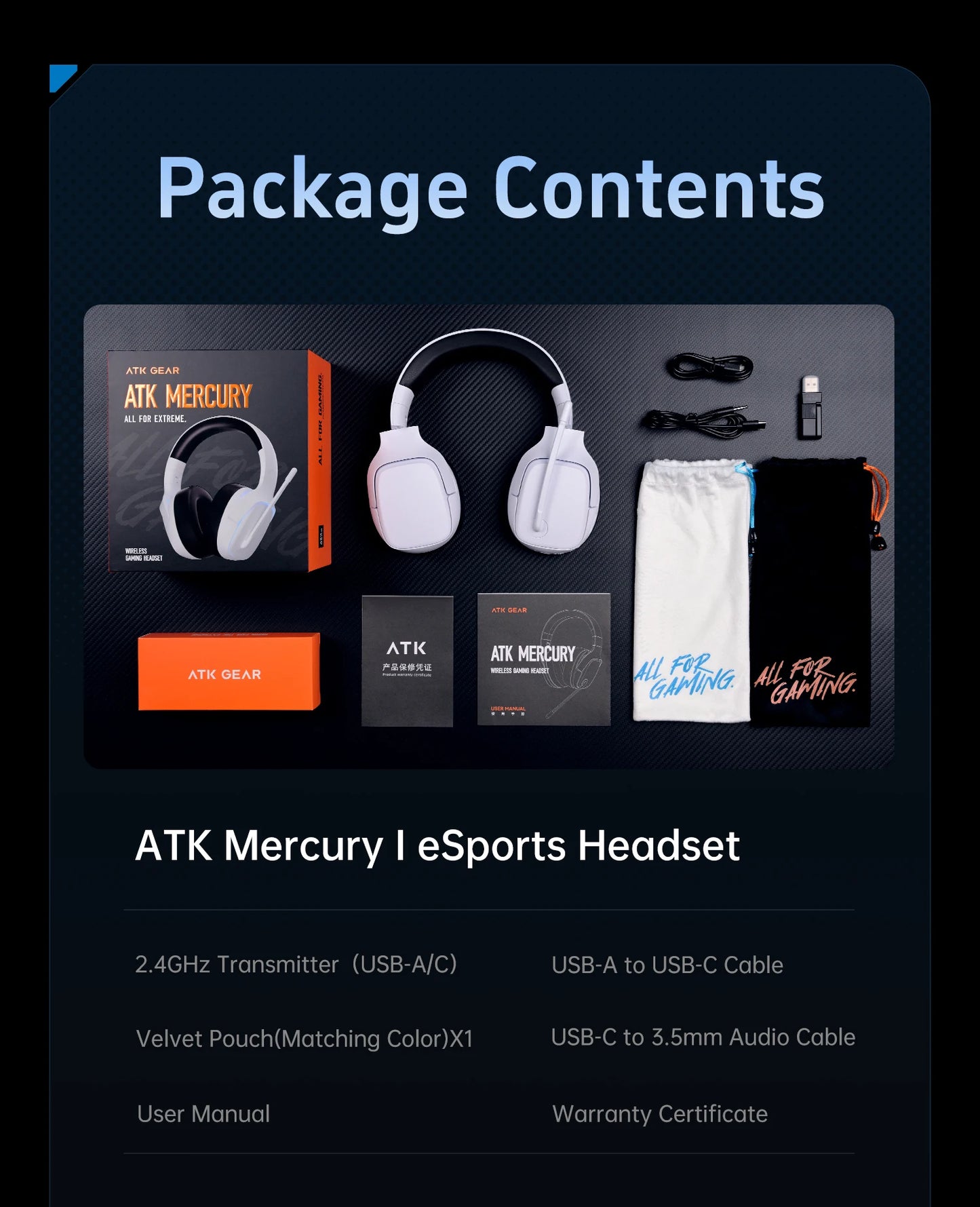ATK N9 Game Headset Three Mode Wireless Headworn PS5  PC Gaming Headset Microphone Virtual 7.1 Surround Noise Reduction Headset
