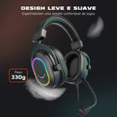 Fifine Dynamic RGB Gaming Headset with Mic Over-Ear Headphones 7.1 Surround Sound PC PS4 PS5 3 EQ Options Game Movie Music - H6