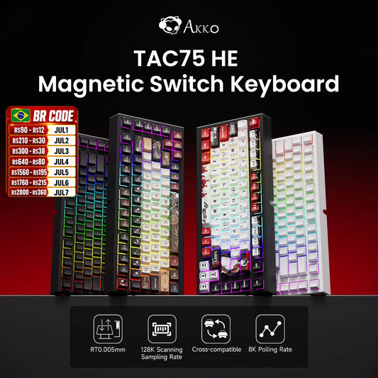 AKKO TAC75 HE Magnetic Switch Keyboard 75% Gaming Keyboards Rapid Trigger 0.005mm 8K RGB Wired Esports Custom Keyboard for Gamer