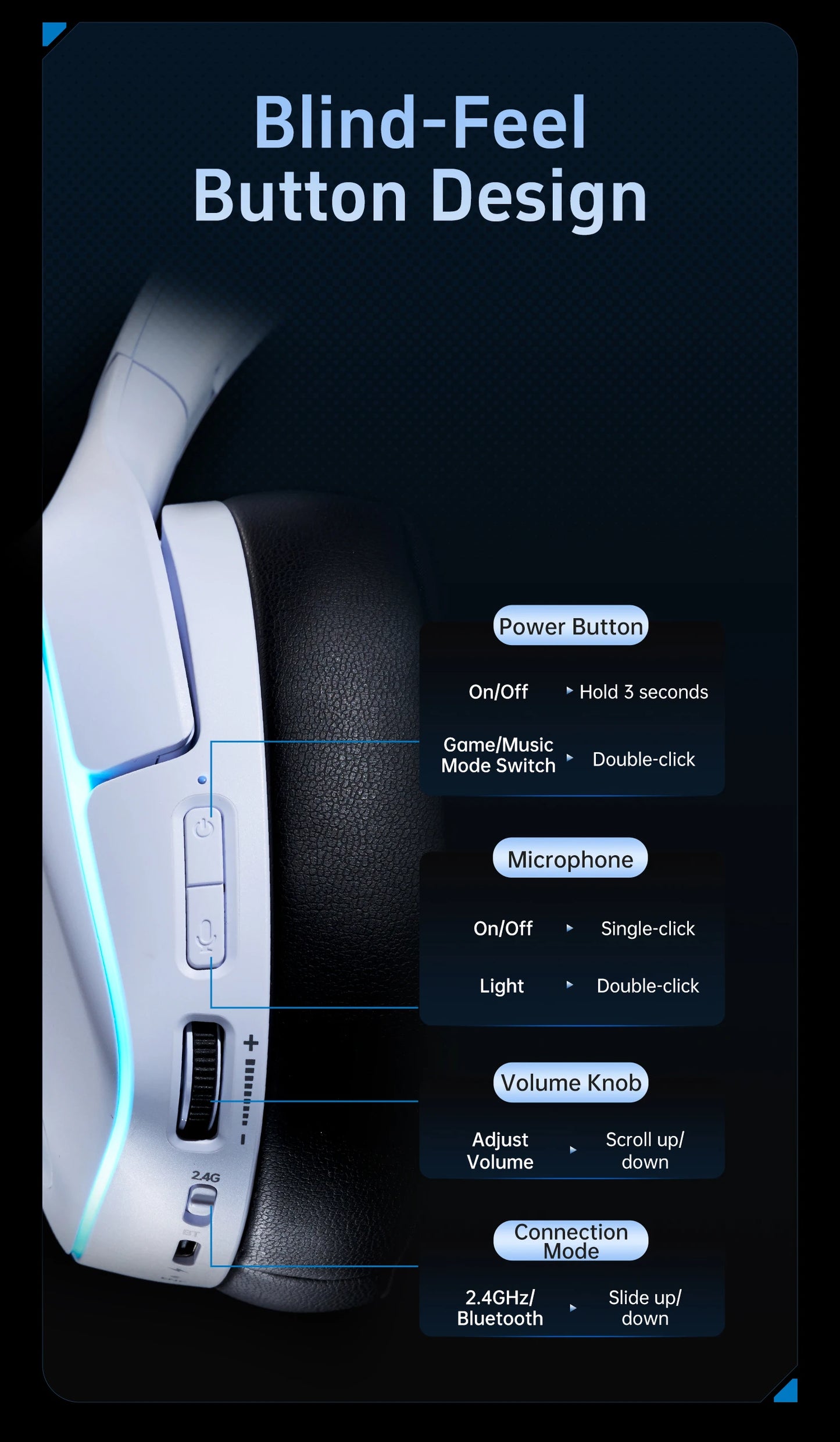 ATK N9 Game Headset Three Mode Wireless Headworn PS5  PC Gaming Headset Microphone Virtual 7.1 Surround Noise Reduction Headset