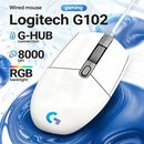 Logitech G102 Wired Gaming Mouse LIGHTSYNC RGB 8000 DPI 6 Programmable Buttons for PC Laptop E-Sports