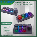 TISHRIC RGB Mini Mechanical keyboard USB 3+1/4/6+1 key Macro Keyboard Compatible gaming  For Photoshop Copy and Paste Shortcuts