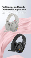 MZYDM Over Ear Headset Bluetooth5.4 Wireless Stereo Gaming B500 Earphones Built-in Mic RGB Light Low Latency Headphones For PC