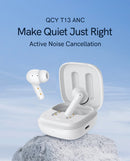 QCY T13 ANC Active Noise Cancelling Wireless Earbuds Bluetooth 5.3 Headphones 4 Mics ENC Clear Calls Earphones 30H Playtime IPX5