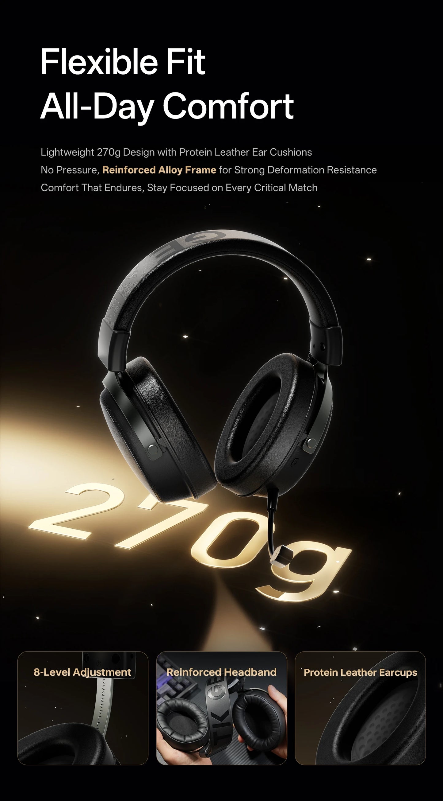 ATK N9 Game Headset Three Mode Wireless Headworn PS5  PC Gaming Headset Microphone Virtual 7.1 Surround Noise Reduction Headset