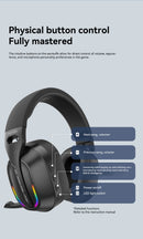MZYDM Over Ear Headset Bluetooth5.4 Wireless Stereo Gaming B500 Earphones Built-in Mic RGB Light Low Latency Headphones For PC