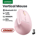 UGREEN Bluetooth 2.4G Vertical Wireless Mouse  Ergonomic 4000DPI 6 Mute Buttons for MacBook Tablet Laptops