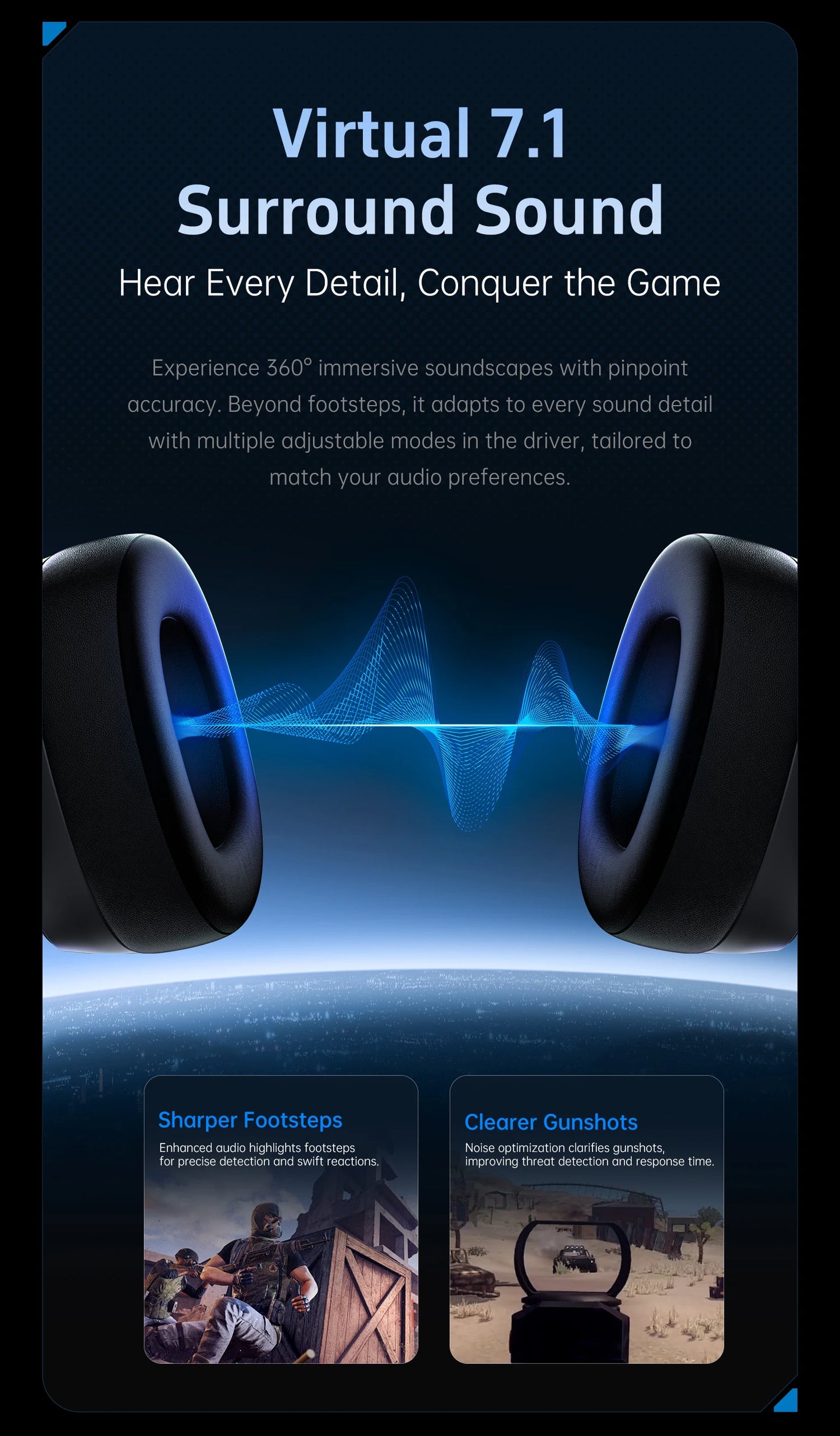 ATK N9 Game Headset Three Mode Wireless Headworn PS5  PC Gaming Headset Microphone Virtual 7.1 Surround Noise Reduction Headset