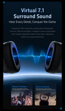 ATK N9 Game Headset Three Mode Wireless Headworn PS5  PC Gaming Headset Microphone Virtual 7.1 Surround Noise Reduction Headset