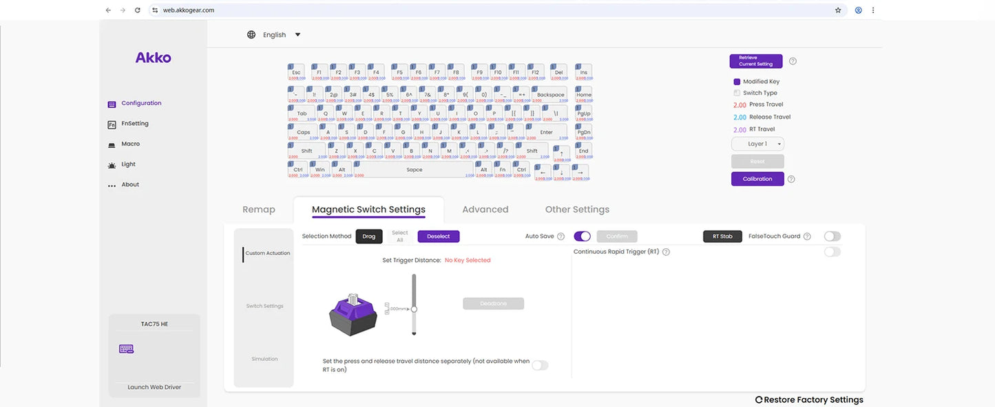 AKKO TAC75 HE Magnetic Switch Keyboard 75% Gaming Keyboards Rapid Trigger 0.005mm 8K RGB Wired Esports Custom Keyboard for Gamer